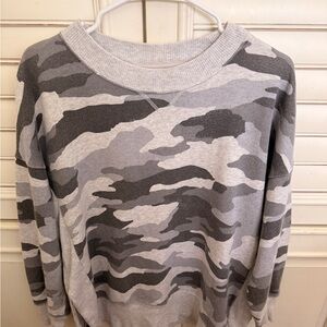 Aerie Gray Camouflage Crewneck Sweater